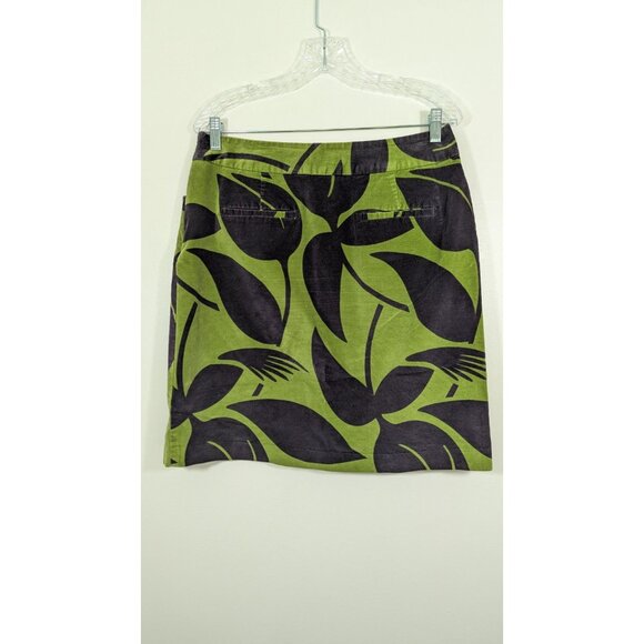 Boden Velvet Skirt Size 10L Green Blue Tropical Floral Mod Boho Pockets - Picture 3 of 8